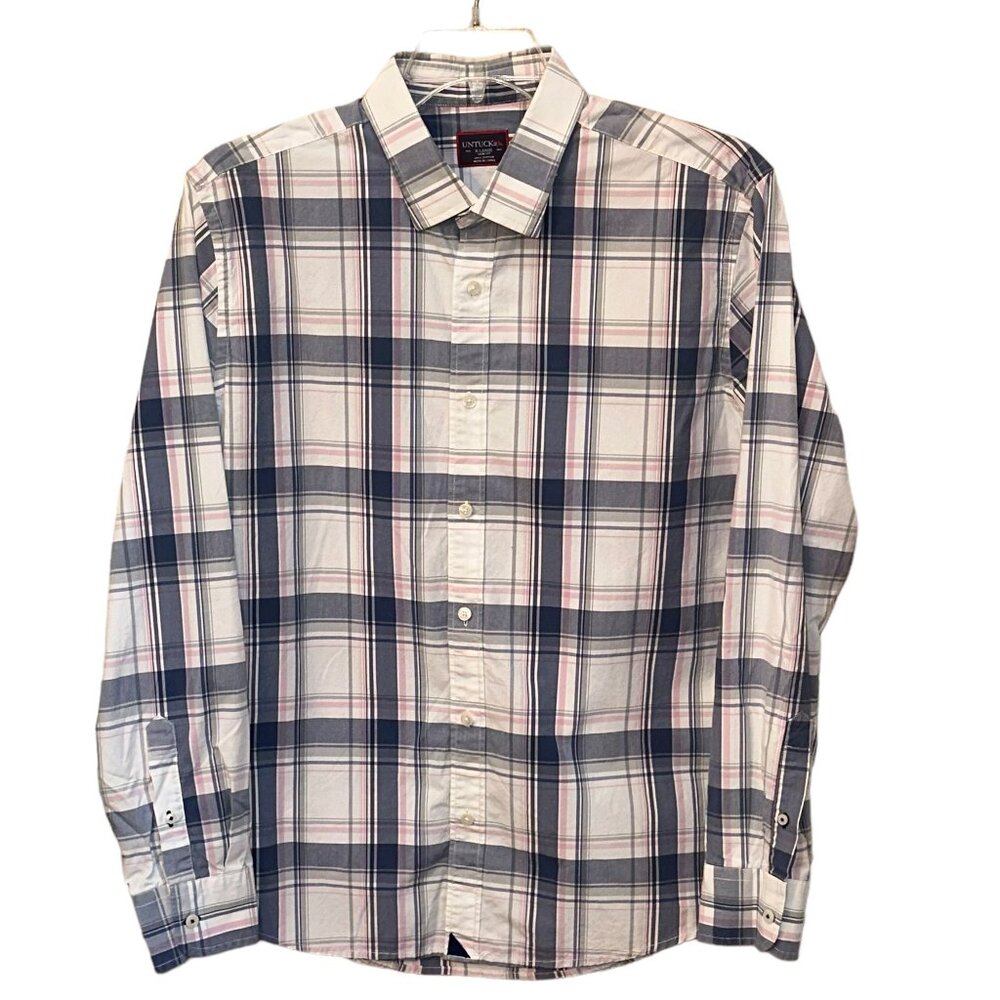 UNTUCKit Plaid Button Down Casual Dress Shirt Cotton‎ Slim Fit XL Office Work